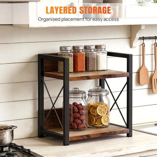 2-Tier Kitchen Countertop Organiser – Heavy-Duty Storage Shelf with Metal Frame