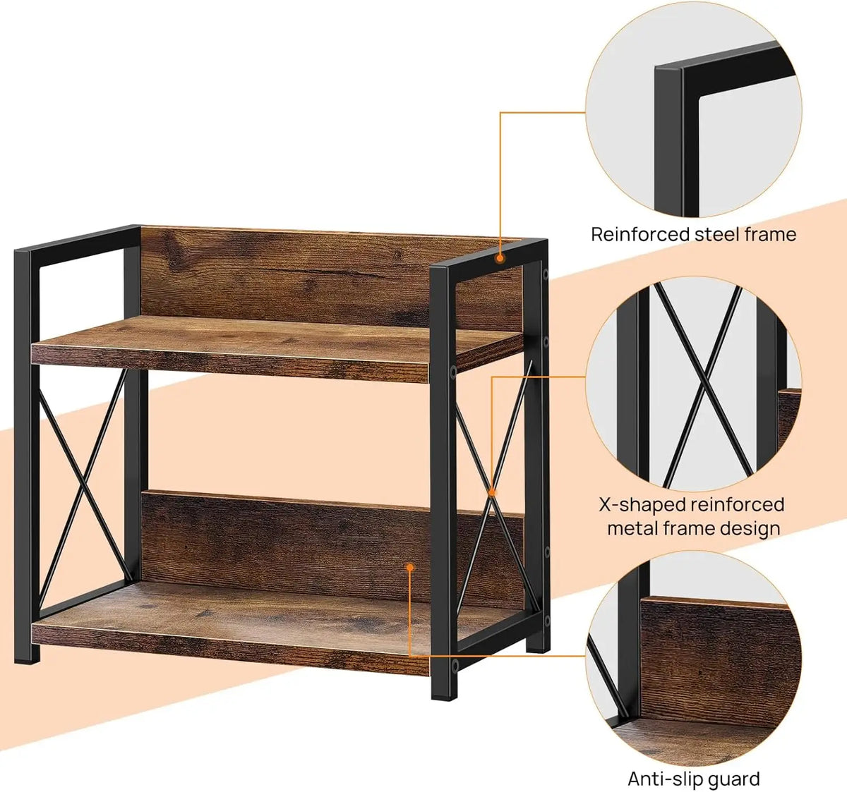 2-Tier Kitchen Countertop Organiser – Heavy-Duty Storage Shelf with Metal Frame