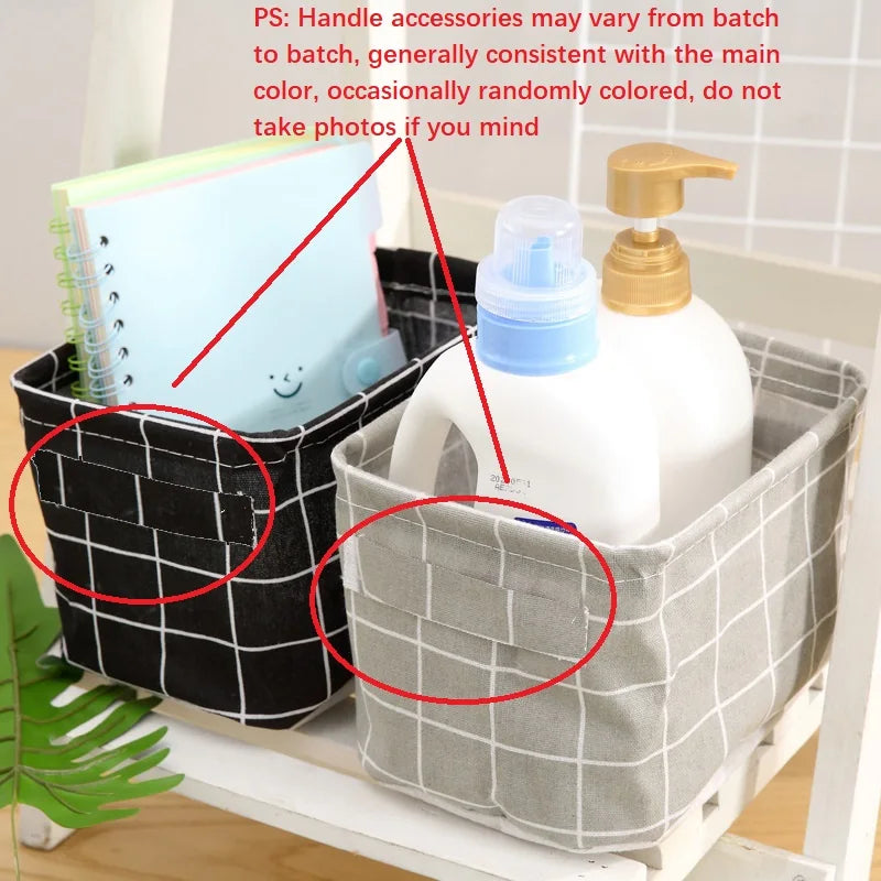 Storage Basket – Cotton Hemp Fabric Organiser with Handles for Clothes & Small Items