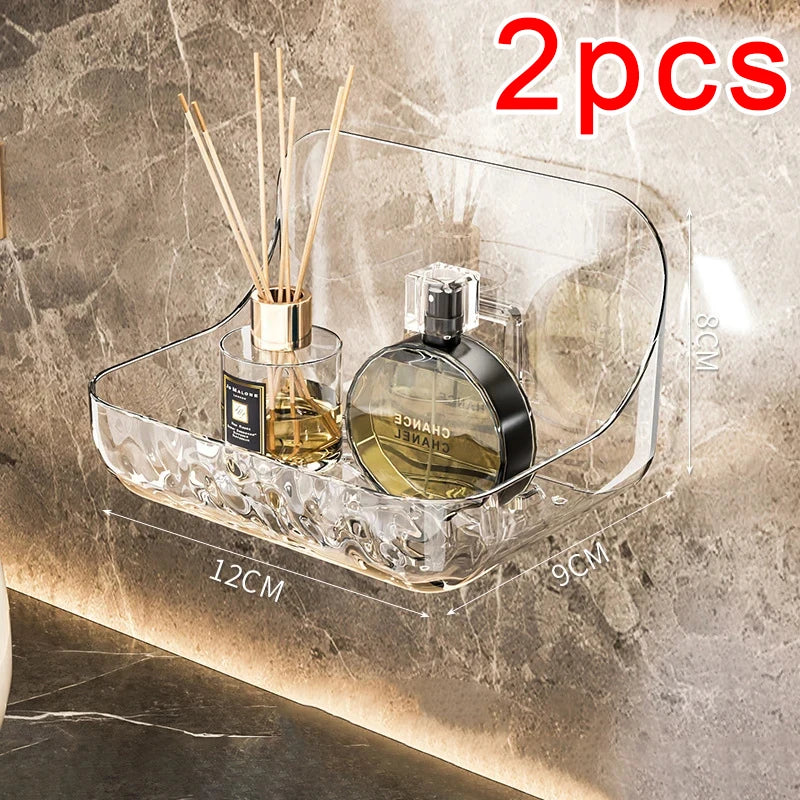 Bathroom Organiser – Acrylic Wall Mounted Cosmetic & Makeup Storage Rack