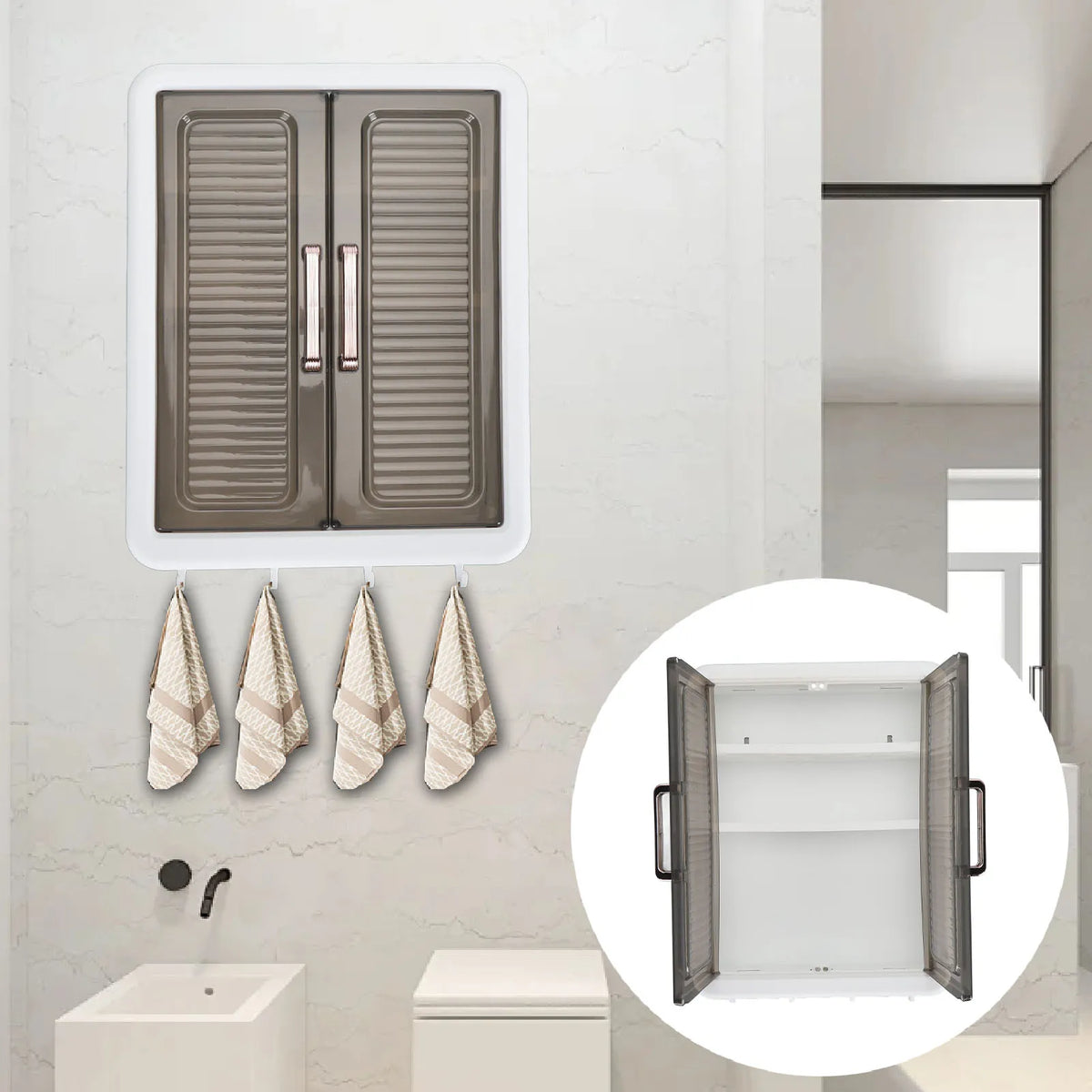 Bathroom Storage Cabinet – Wall Mounted Double Door Makeup & Cosmetic Organiser