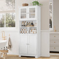 Tall Bathroom Storage Cabinet – 4-Door Wooden Cupboard with Adjustable Shelves