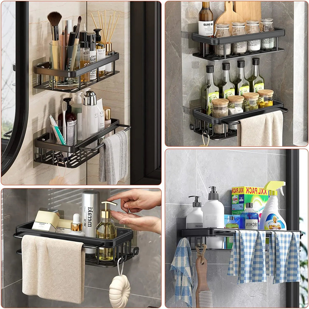 Bathroom Wall Organiser – Shower Storage Rack for Shampoo, Soap & Bathroom Essentials