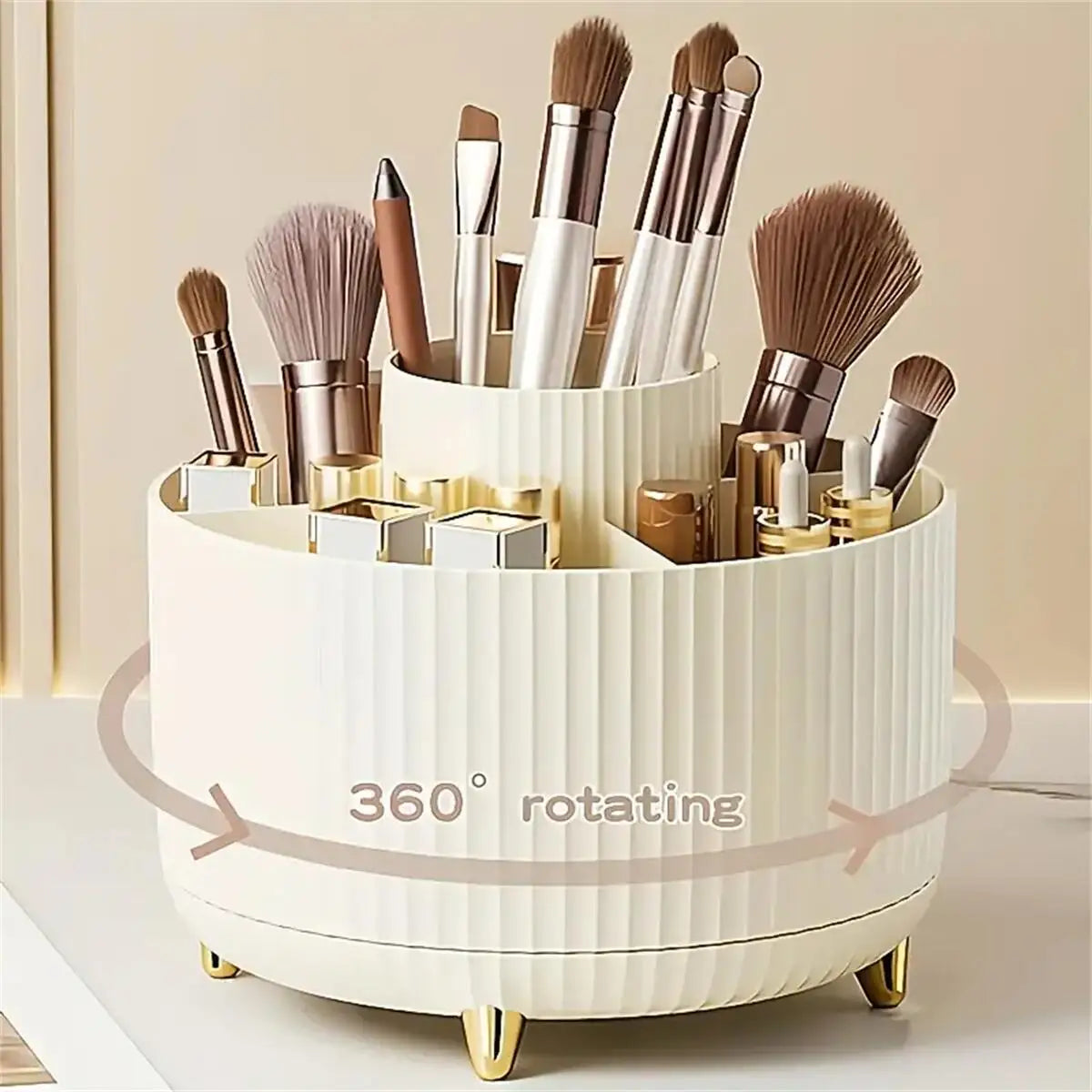 360° Rotating Bathroom Organiser | 5-Compartment Cosmetic Holder