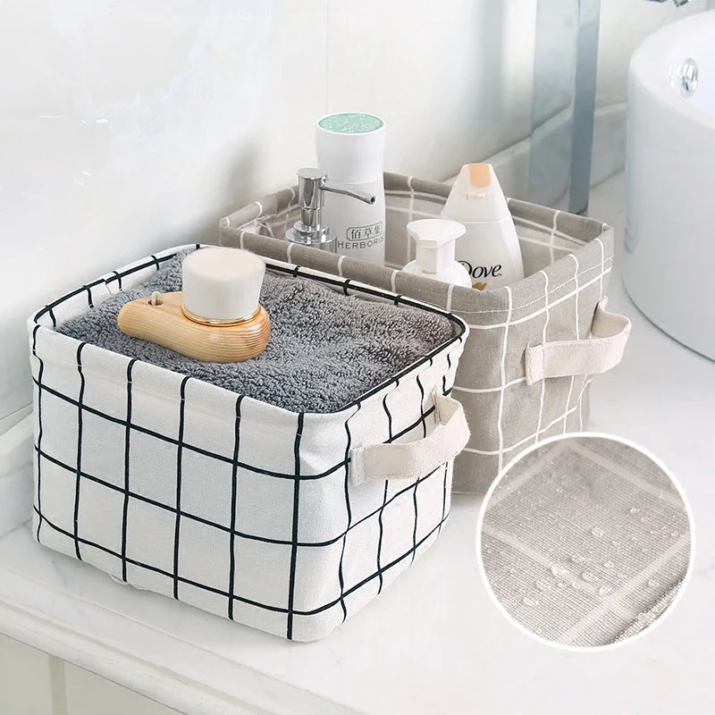 Storage Basket – Cotton Hemp Fabric Organiser with Handles for Clothes & Small Items