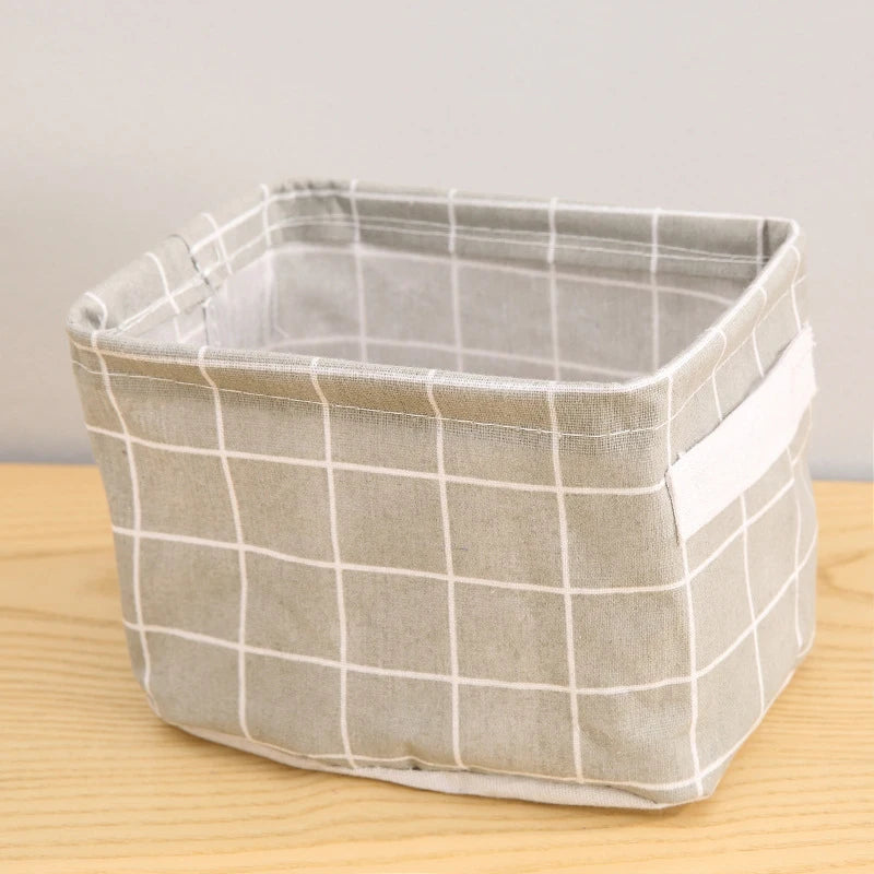 Storage Basket – Cotton Hemp Fabric Organiser with Handles for Clothes & Small Items