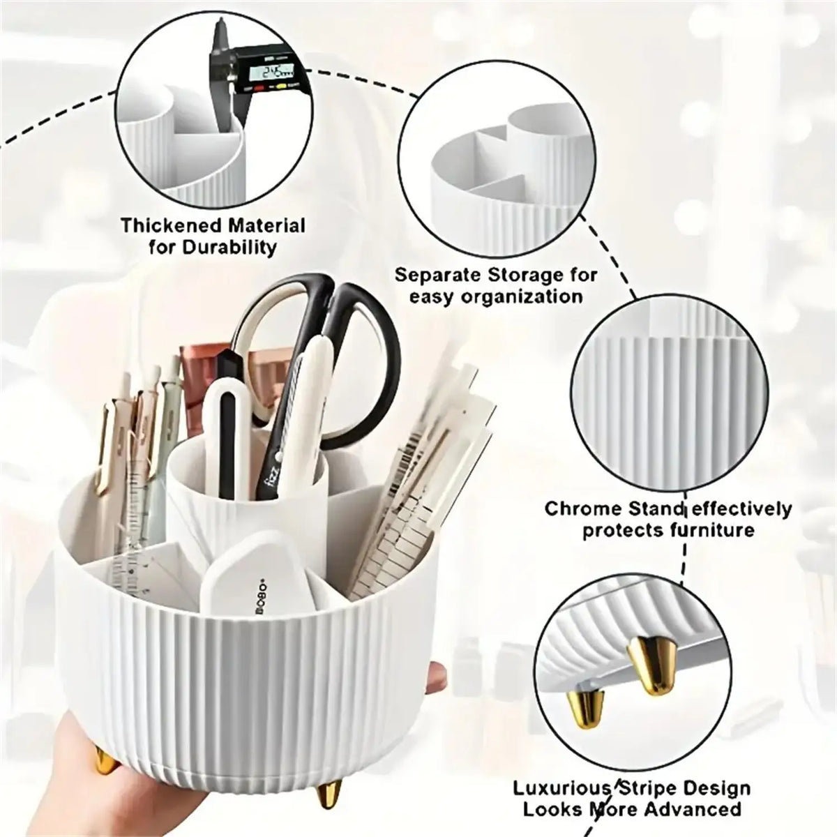 360° Rotating Bathroom Organiser | 5-Compartment Cosmetic Holder