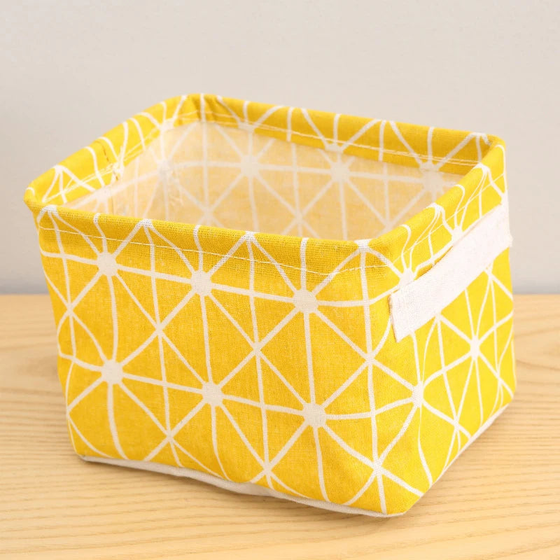 Storage Basket – Cotton Hemp Fabric Organiser with Handles for Clothes & Small Items