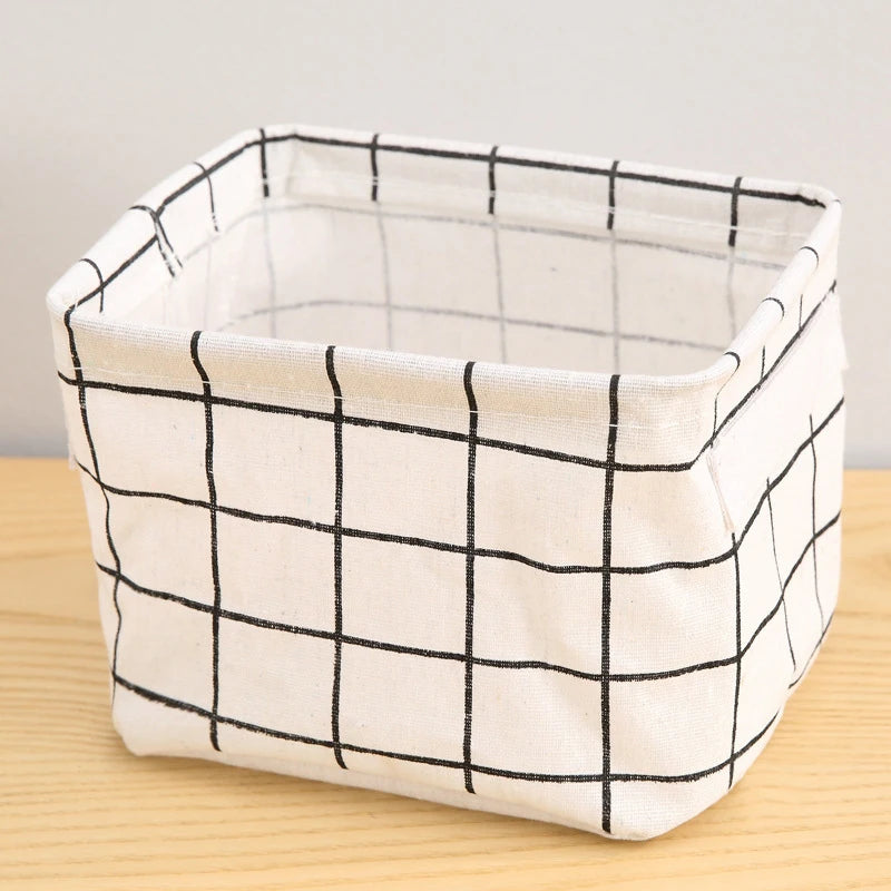 Storage Basket – Cotton Hemp Fabric Organiser with Handles for Clothes & Small Items