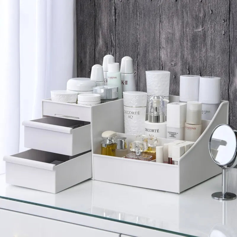 Bathroom Organiser – 1PC White Drawer Storage Box for Cosmetics, Skincare & Toiletries