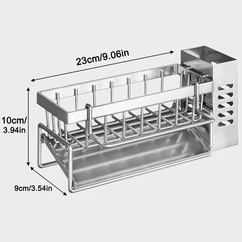 Kitchen Sink Organiser – Stainless Steel Sponge & Cleaning Tool Storage Rack