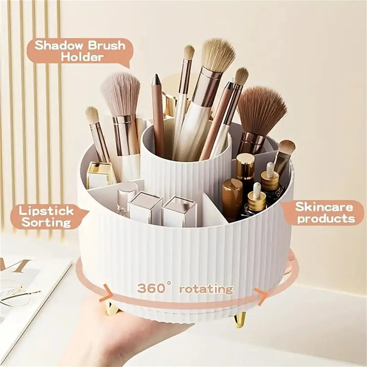 360° Rotating Bathroom Organiser | 5-Compartment Cosmetic Holder